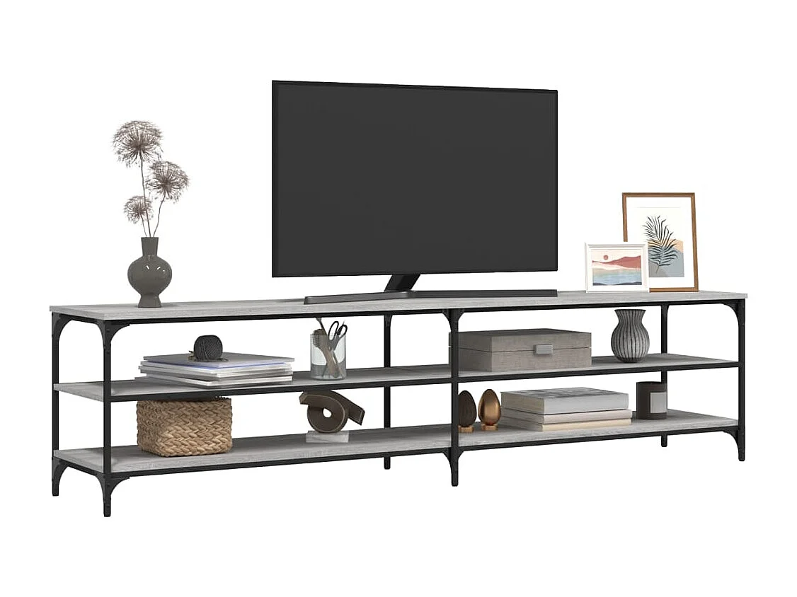 Chiloquin  Mueble TV metal y madera contrachapada gris Sonoma 200x30x50 cm
