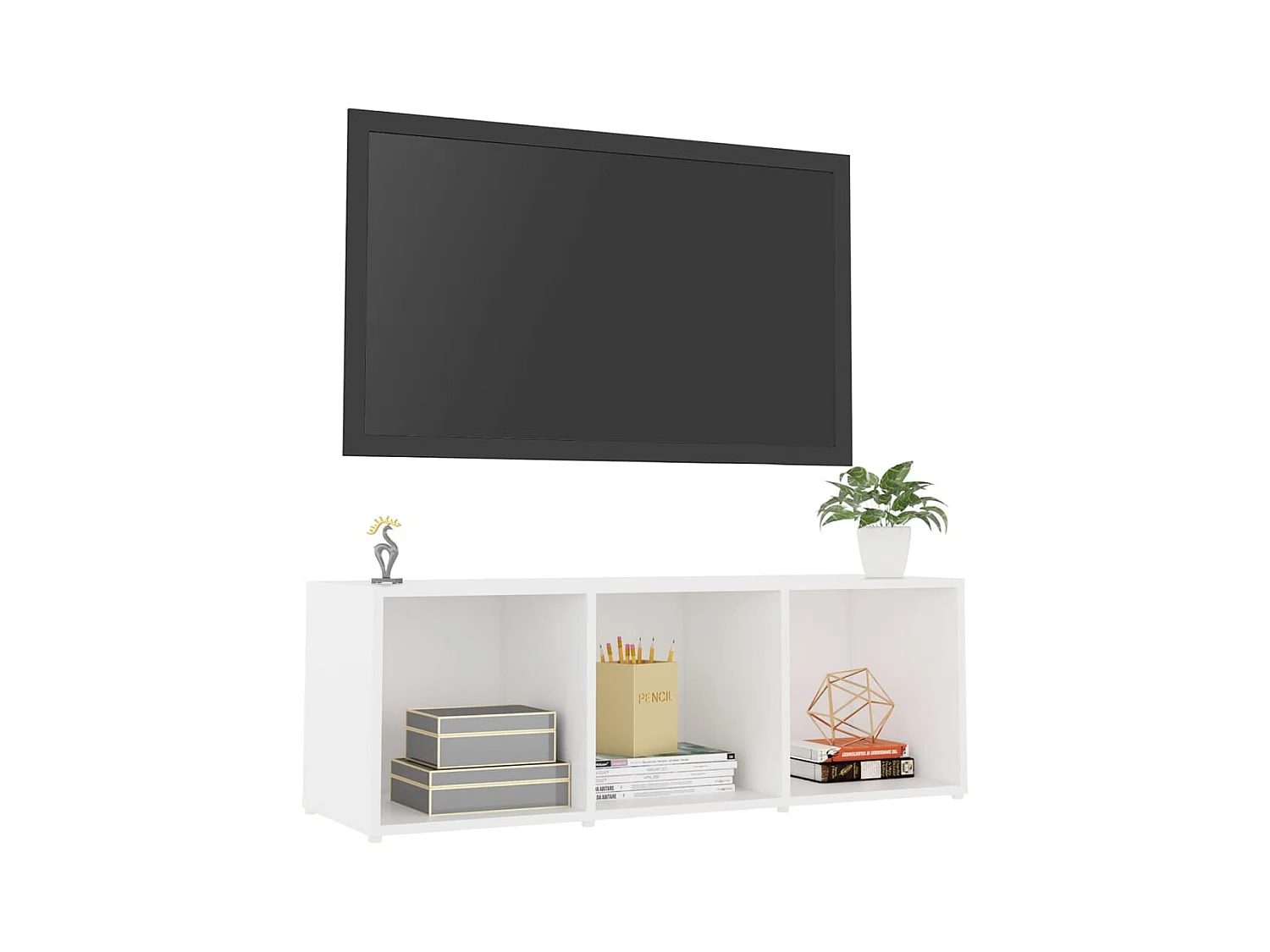 Cootehall  Meuble TV Blanc 107x35x37 cm Bois d’ingénierie