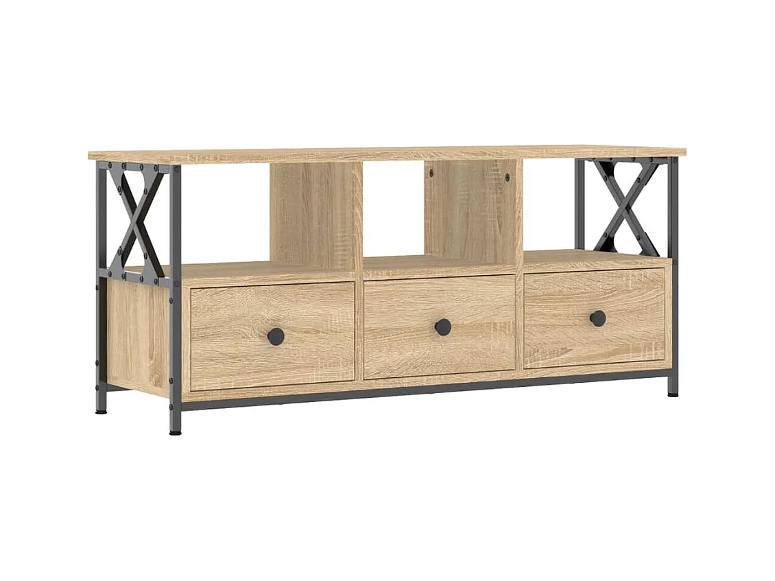 Sophie-Bernadette-Marie  Meuble TV chêne sonoma 102x33x45 cm bois d'ingénierie et fer
