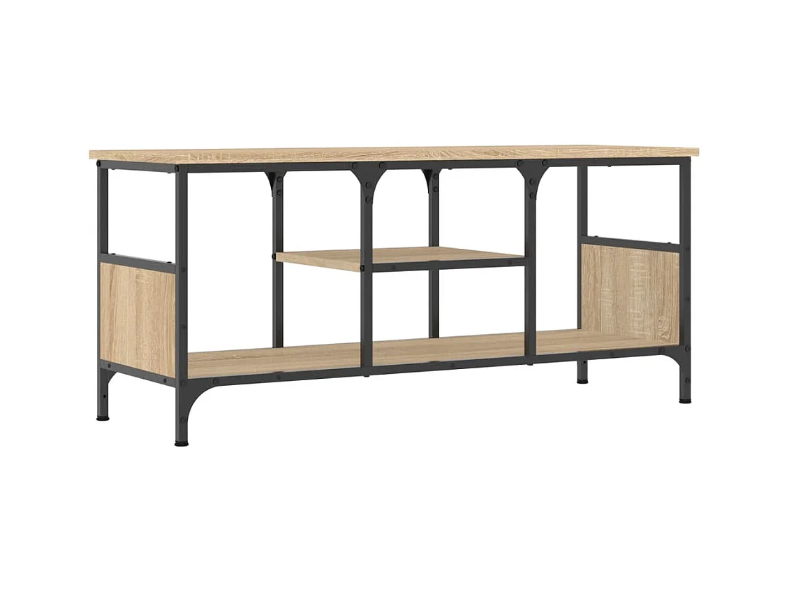 Numa  Tv-meubel 100x33x45 cm bewerkt hout en ijzer sonoma eikenkleur