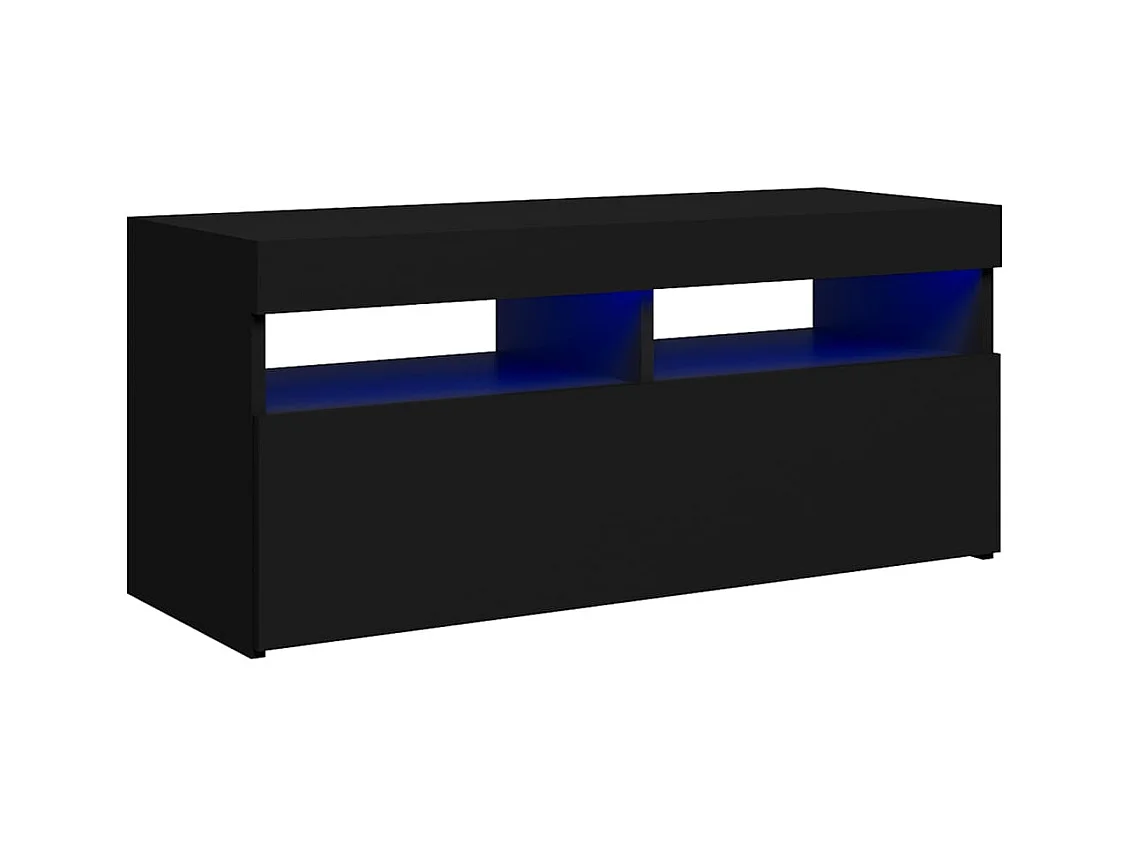 Ilion  Meuble TV avec lumières LED noir 90x35x40 cm