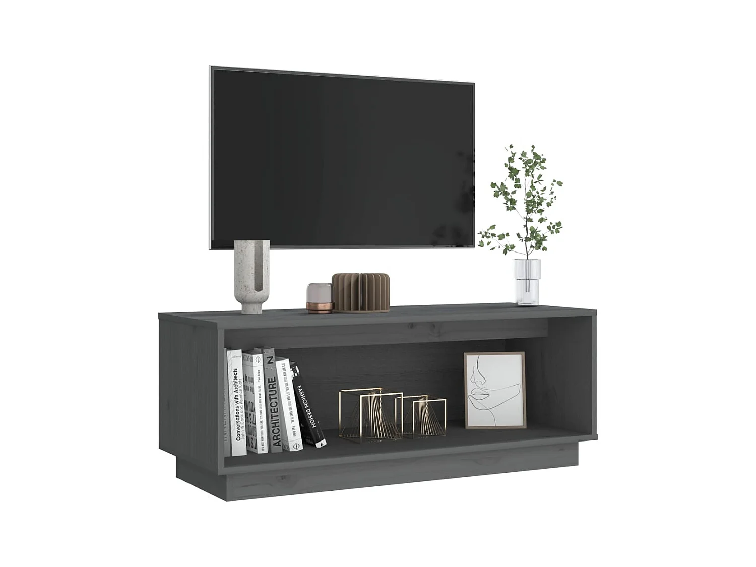 Lysira  Tv-meubel 90x35x35 cm massief grenenhout grijs