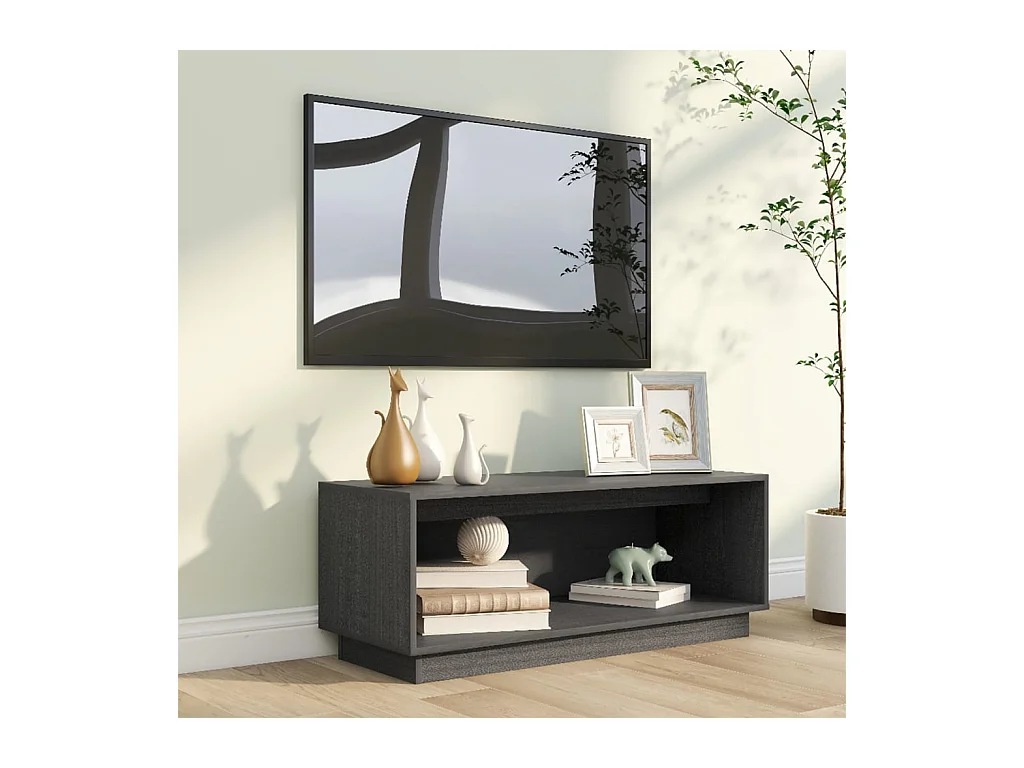 Lysira  Tv-meubel 90x35x35 cm massief grenenhout grijs