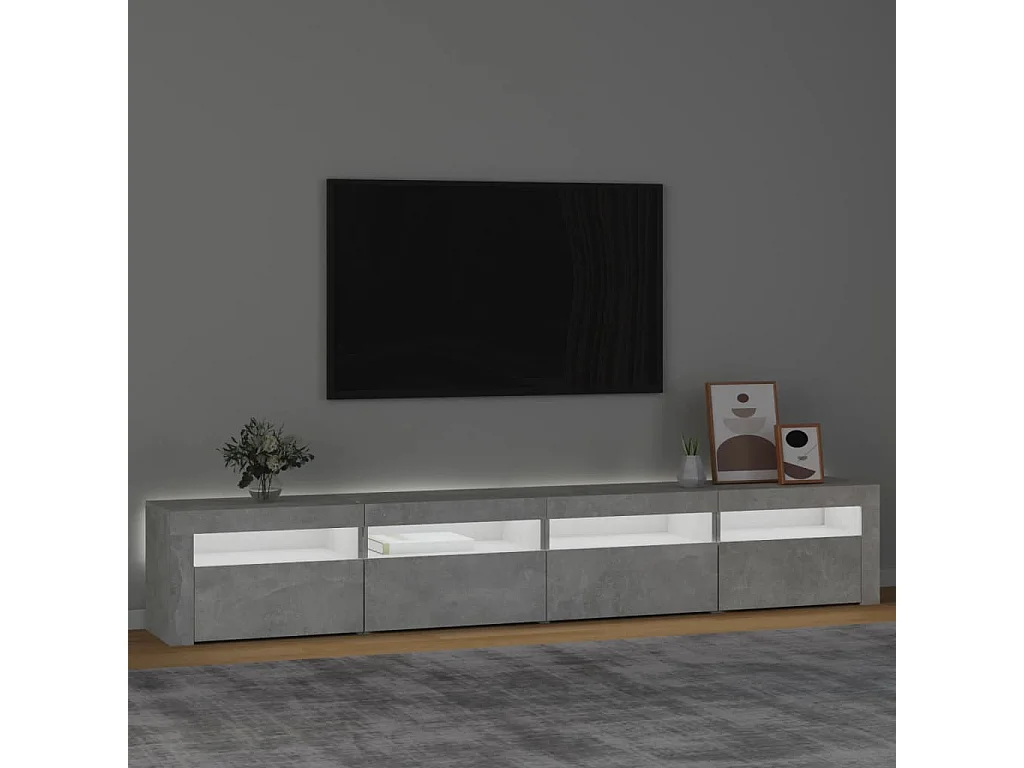 Cincinnatus  Meuble TV avec lumières LED Gris béton 240x35x40 cm