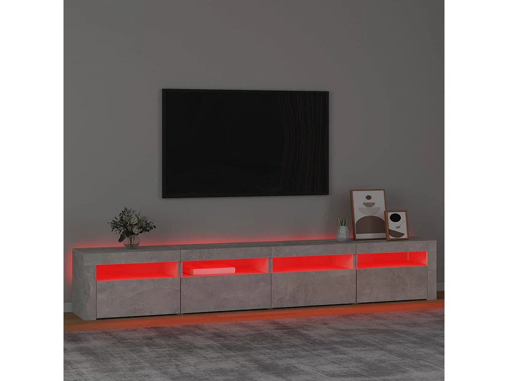 Cincinnatus  Meuble TV avec lumières LED Gris béton 240x35x40 cm