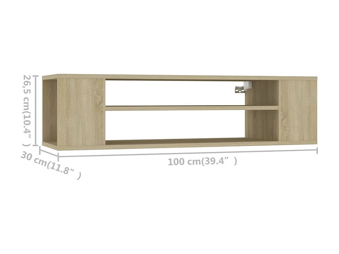 Saint-Quentin  Tv-hangmeubel 100x30x26,5 cm bewerkt hout sonoma eikenkleurig