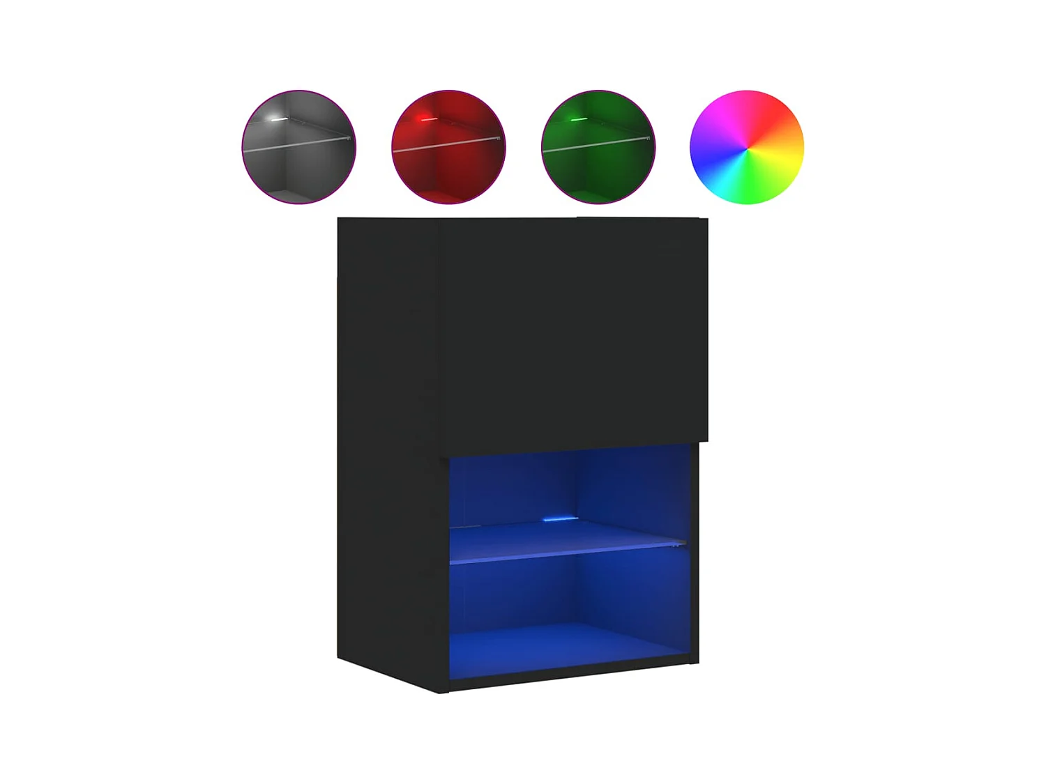 Almar  Meuble TV avec lumières LED noir 40,5x30x60 cm