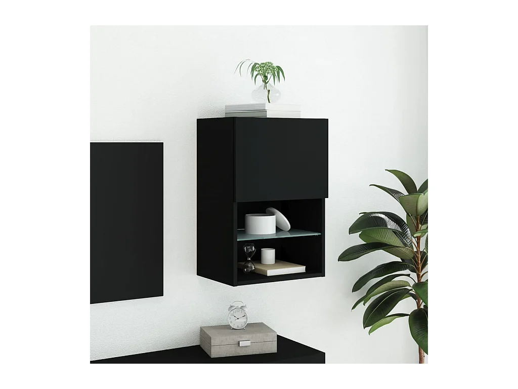 Almar  Meuble TV avec lumières LED noir 40,5x30x60 cm