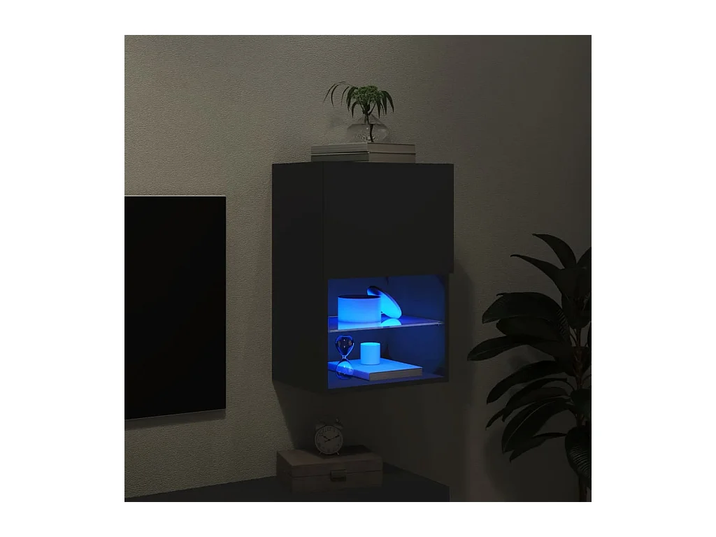 Almar  Meuble TV avec lumières LED noir 40,5x30x60 cm
