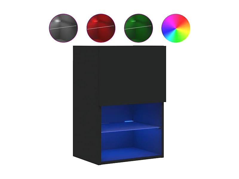 Almar  Meuble TV avec lumières LED noir 40,5x30x60 cm