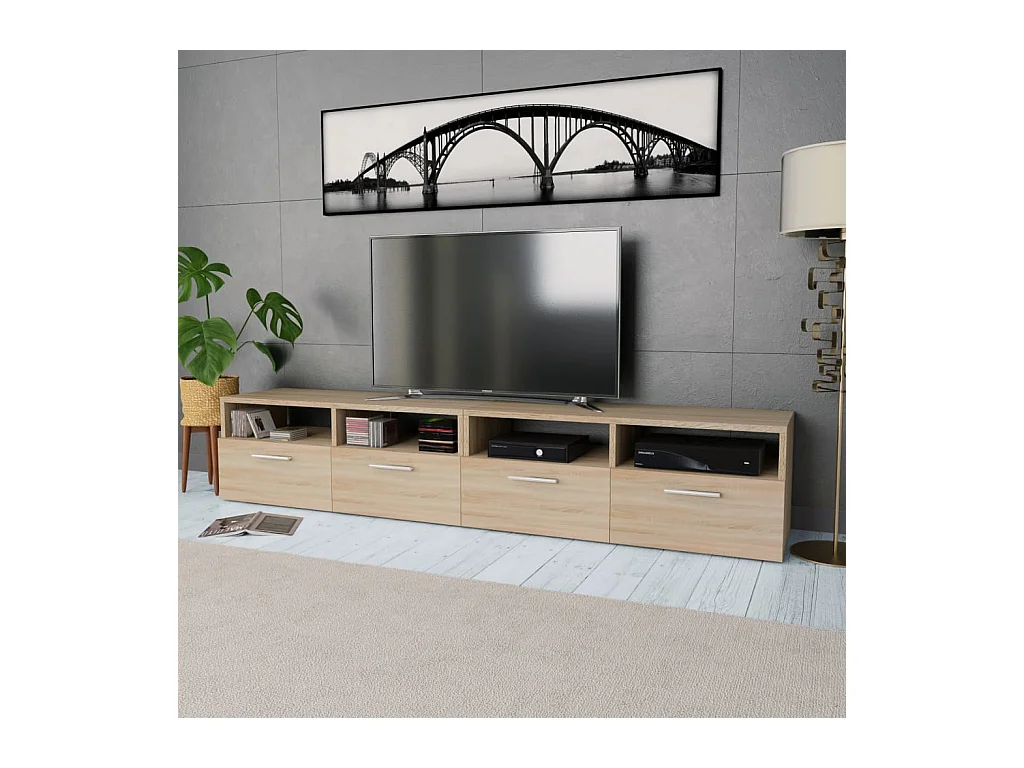 Marie-Corine  Tv-meubels 2 st 95x35x36 cm bewerkt hout eikenkleurig