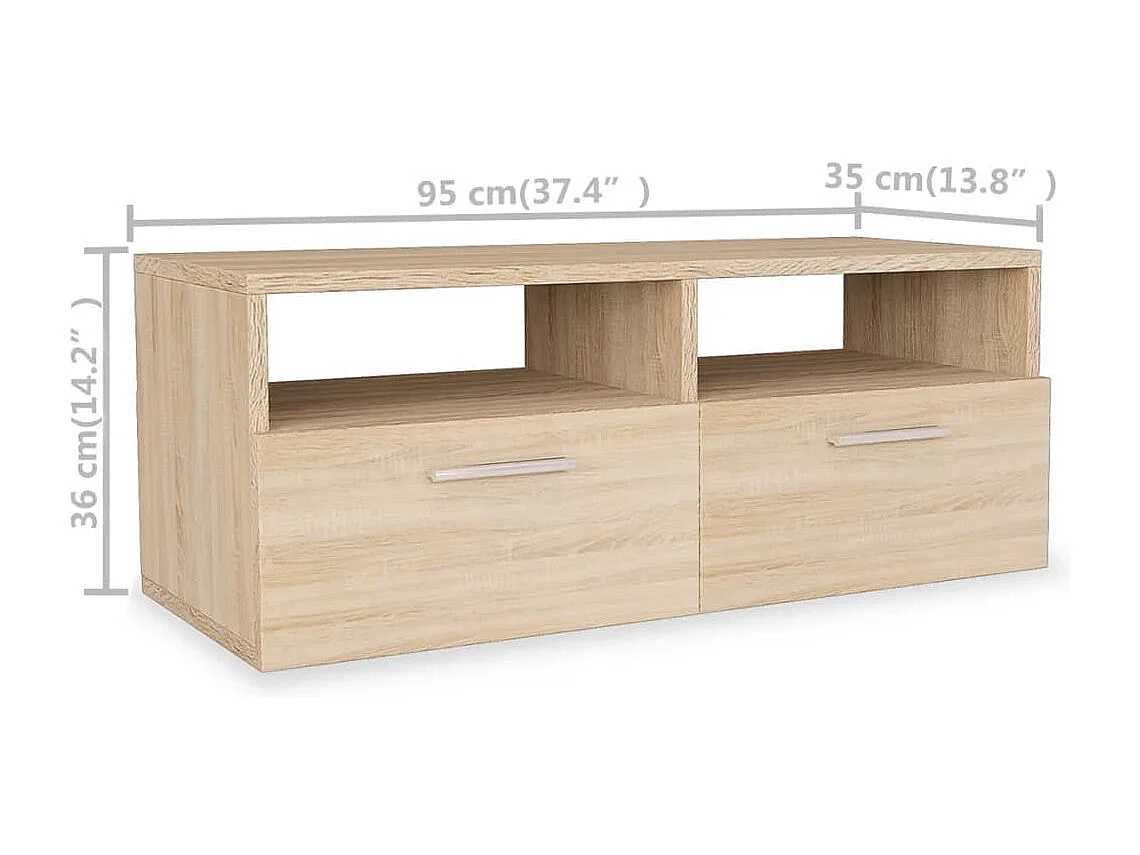 Marie-Corine  Tv-meubels 2 st 95x35x36 cm bewerkt hout eikenkleurig