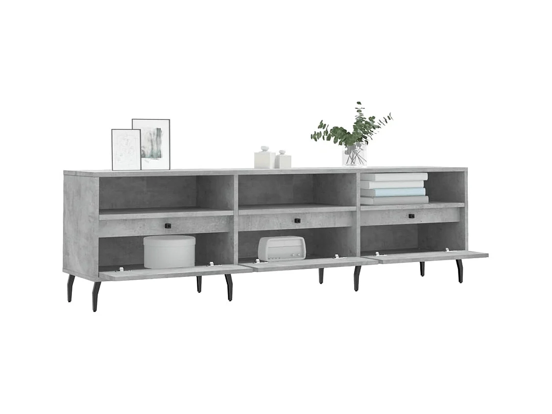 Lommel  Meuble TV gris béton 150x30x44,5 cm bois d'ingénierie