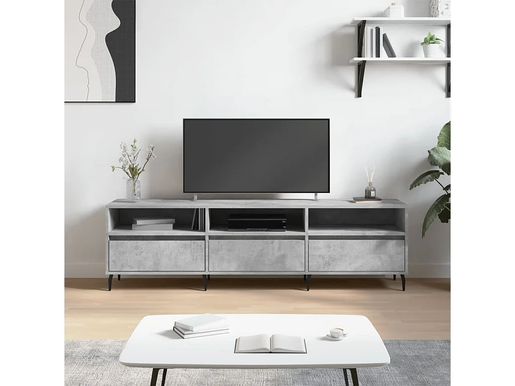 Lommel  Mueble de TV madera contrachapada gris hormigón 150x30x44,5 cm