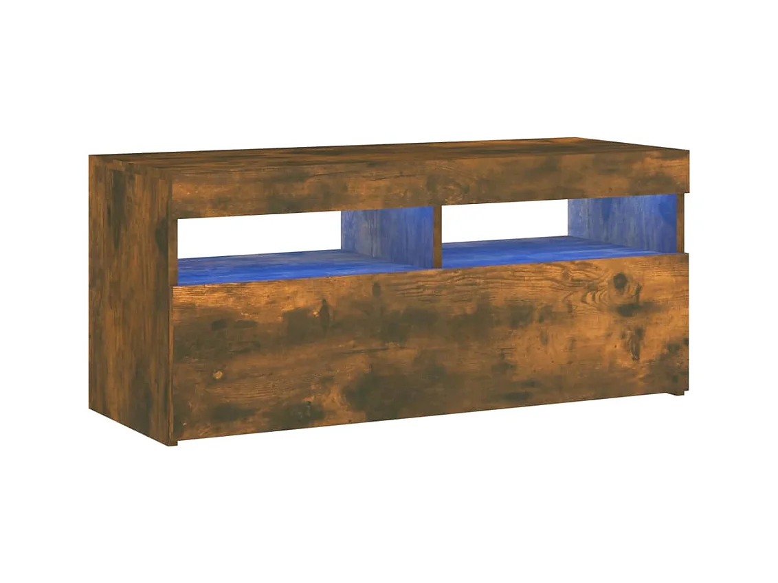 Ilion  Mueble de TV con luces LED roble ahumado 90x35x40 cm