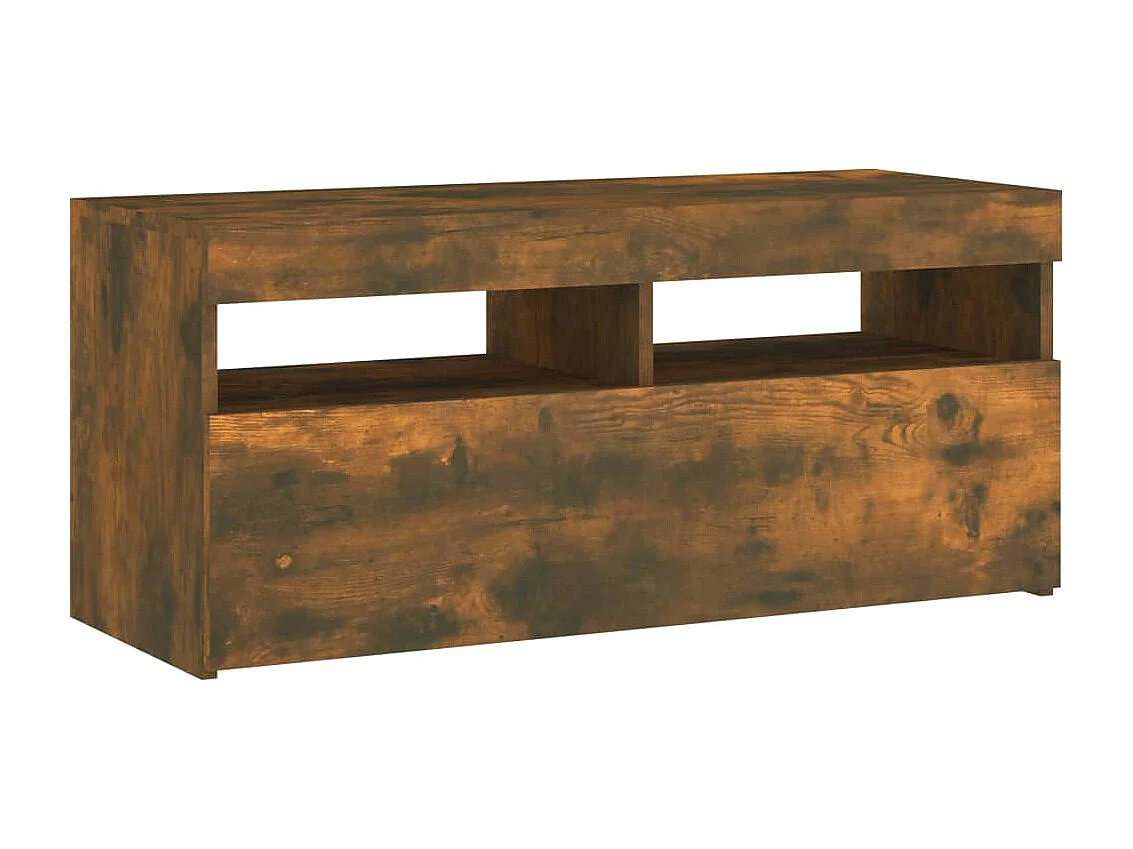Ilion  Mueble de TV con luces LED roble ahumado 90x35x40 cm