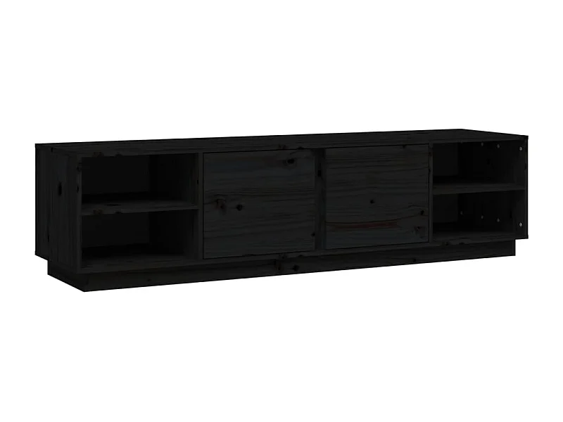Renira  Meuble TV Noir 156x40x40 cm Bois de pin massif