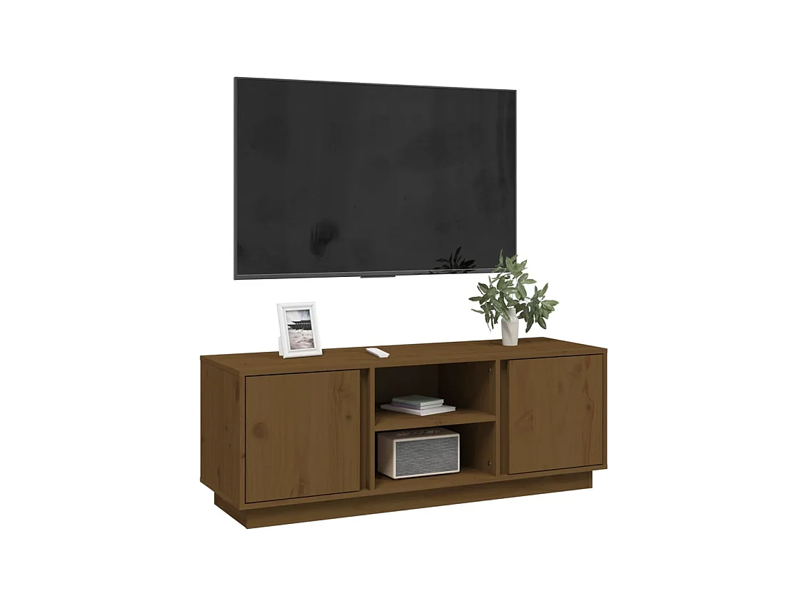 Arwen  Meuble TV Marron miel 110x35x40,5 cm Bois de pin massif