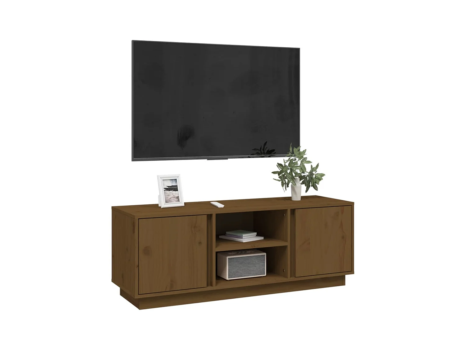 Arwen  Meuble TV Marron miel 110x35x40,5 cm Bois de pin massif