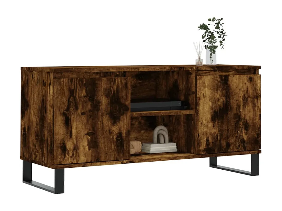 Sigtrud  Mueble de TV madera de ingeniería roble ahumado 104x35x50 cm