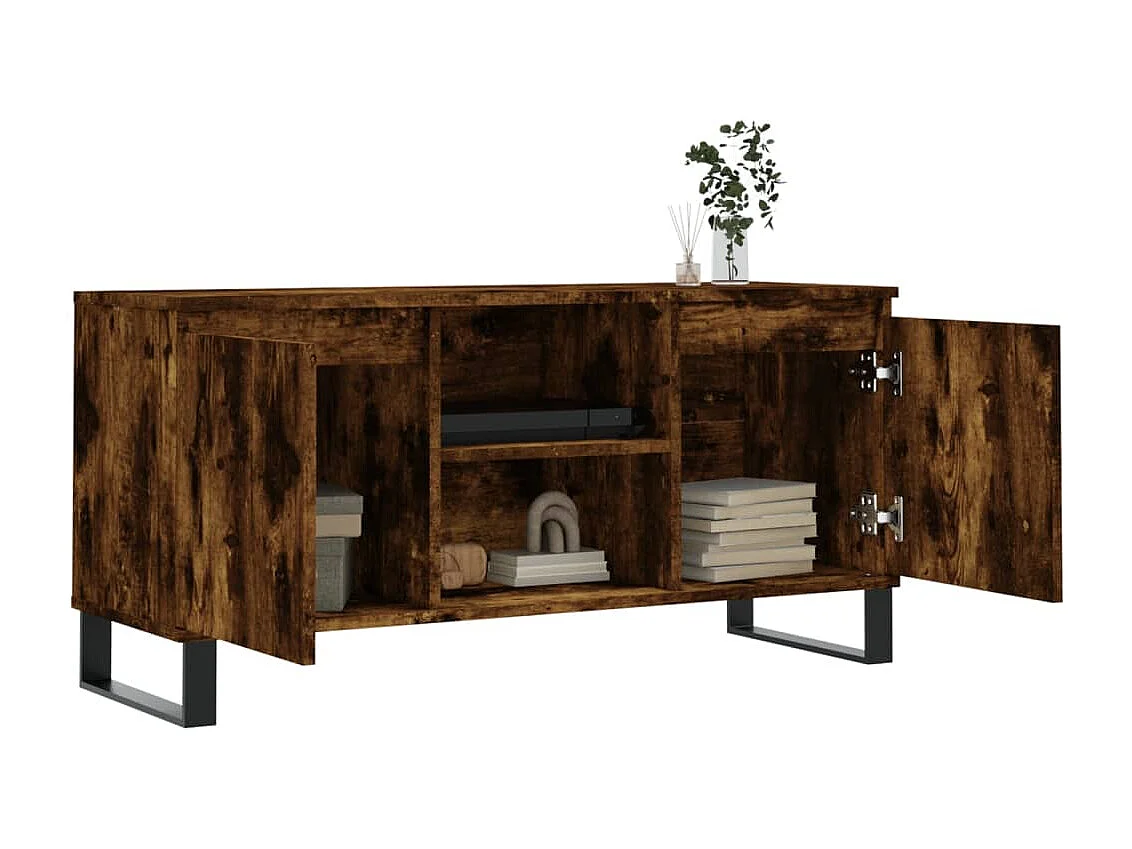 Sigtrud  Mueble de TV madera de ingeniería roble ahumado 104x35x50 cm