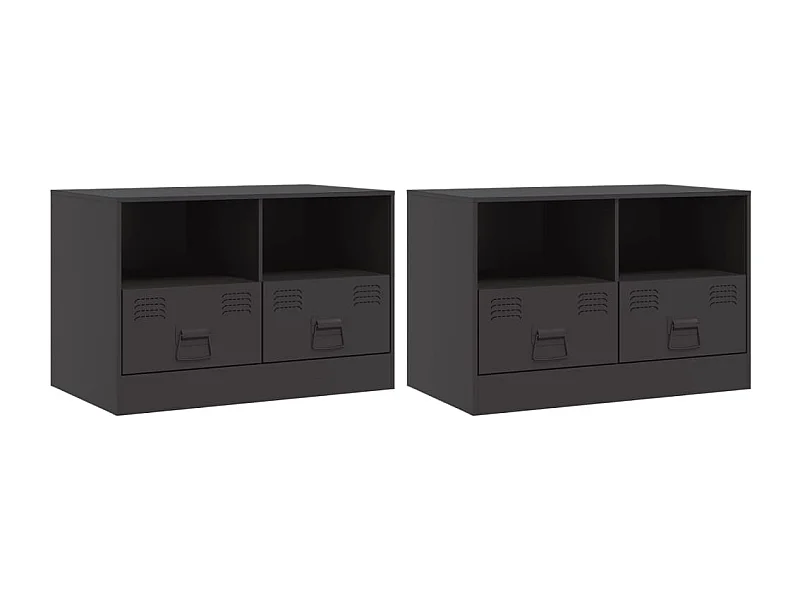Amelie  Meubles TV 2 pcs noir 67x39x44 cm acier