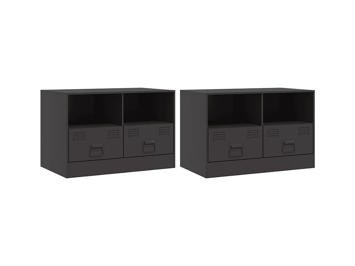 Amelie  Meubles TV 2 pcs noir 67x39x44 cm acier