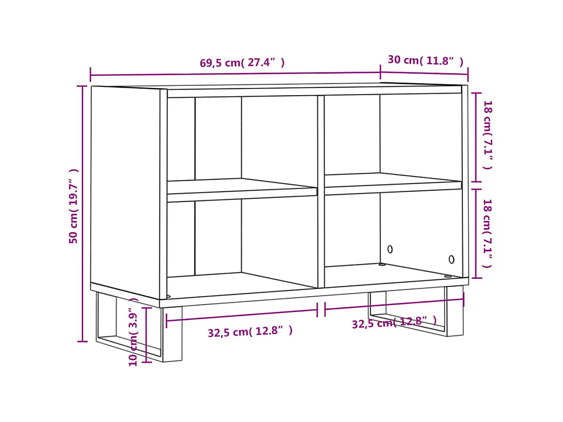 Iraan  Tv-meubel 69,5x30x50 cm bewerkt hout zwart