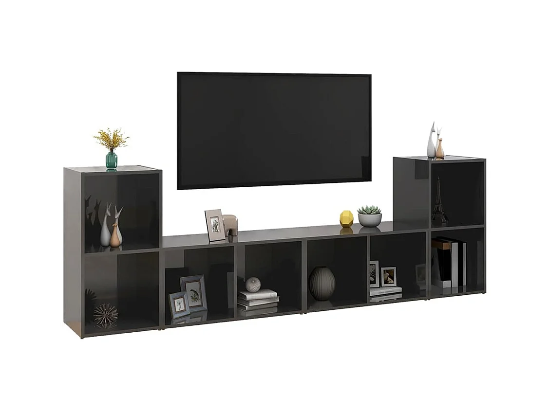 Blessington  Meubles TV 4 pcs Gris brillant 72x35x36,5 cm Bois d'ingénierie
