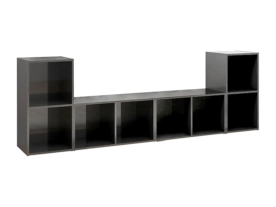 Blessington  Meubles TV 4 pcs Gris brillant 72x35x36,5 cm Bois d'ingénierie