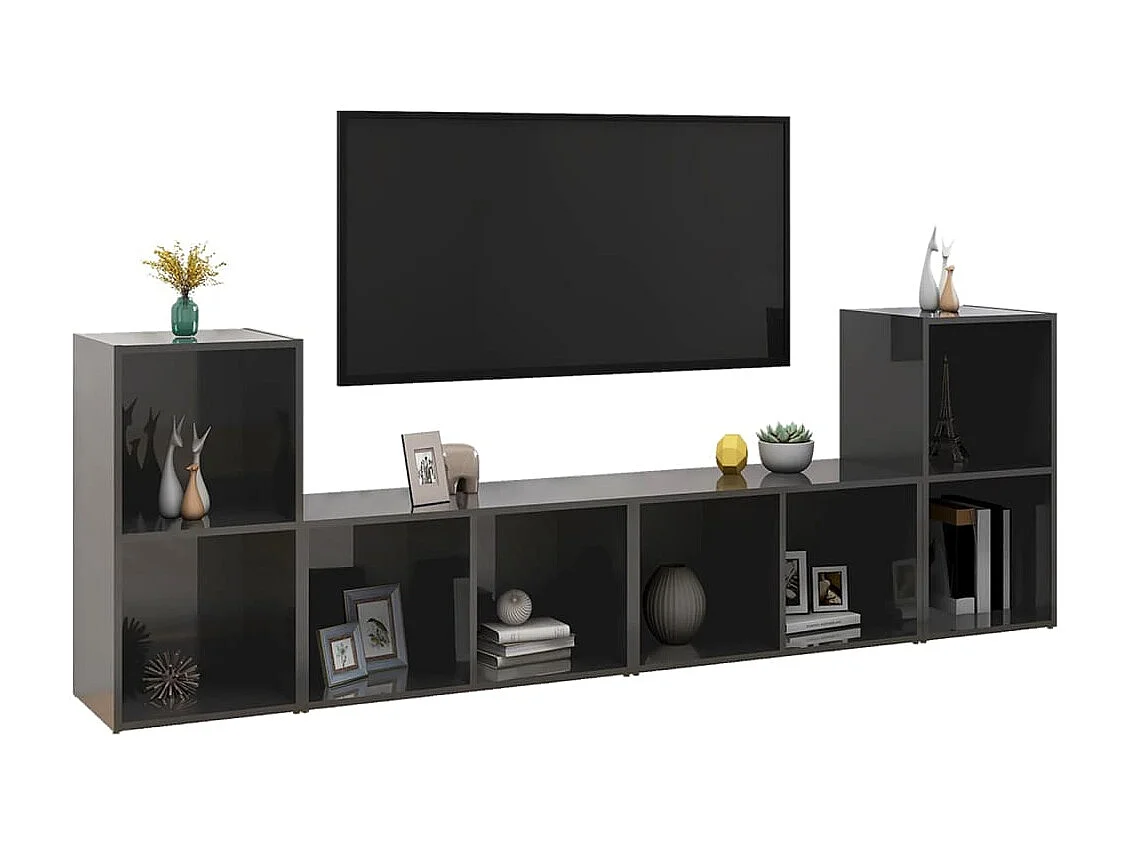 Blessington  Meubles TV 4 pcs Gris brillant 72x35x36,5 cm Bois d'ingénierie
