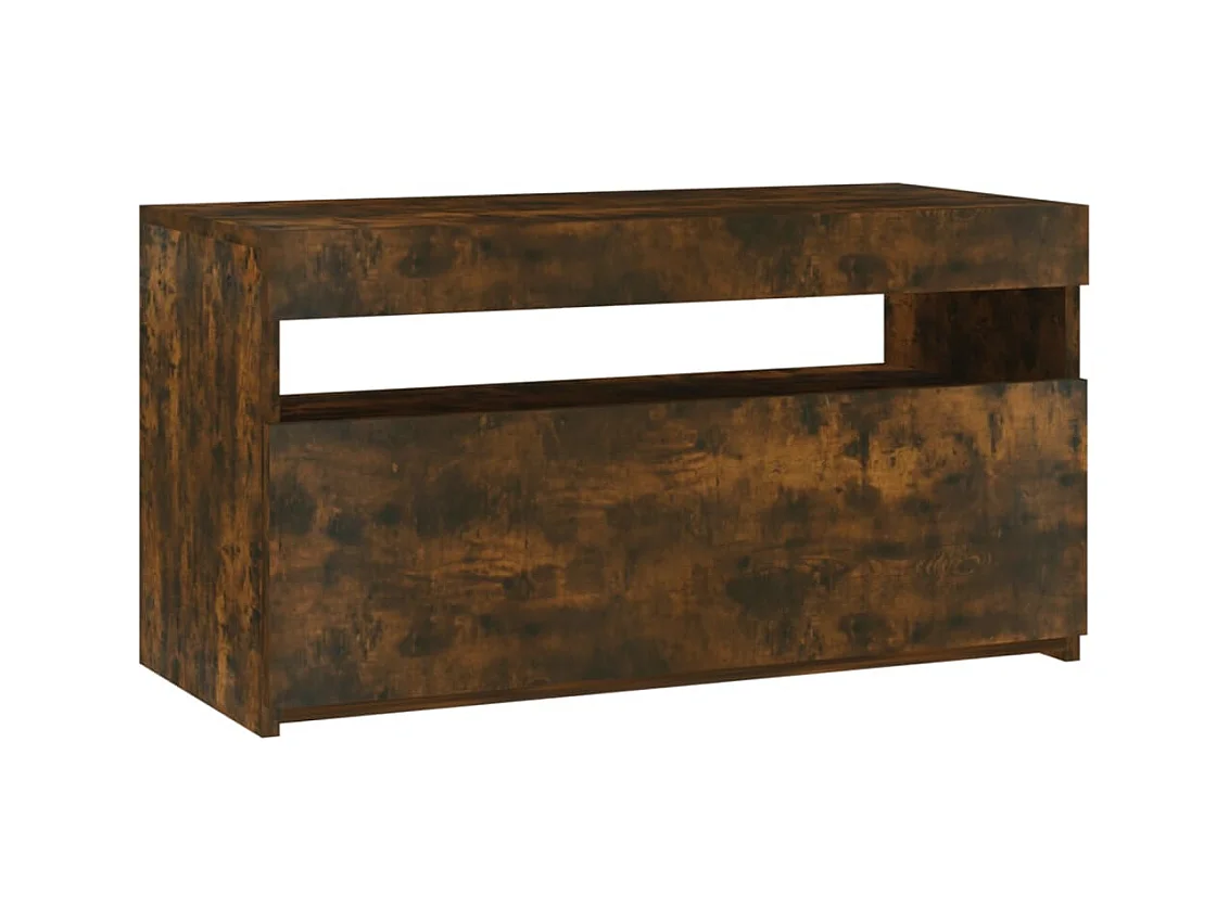 Ilion  Meuble TV avec lumières LED Chêne fumé 75x35x40 cm