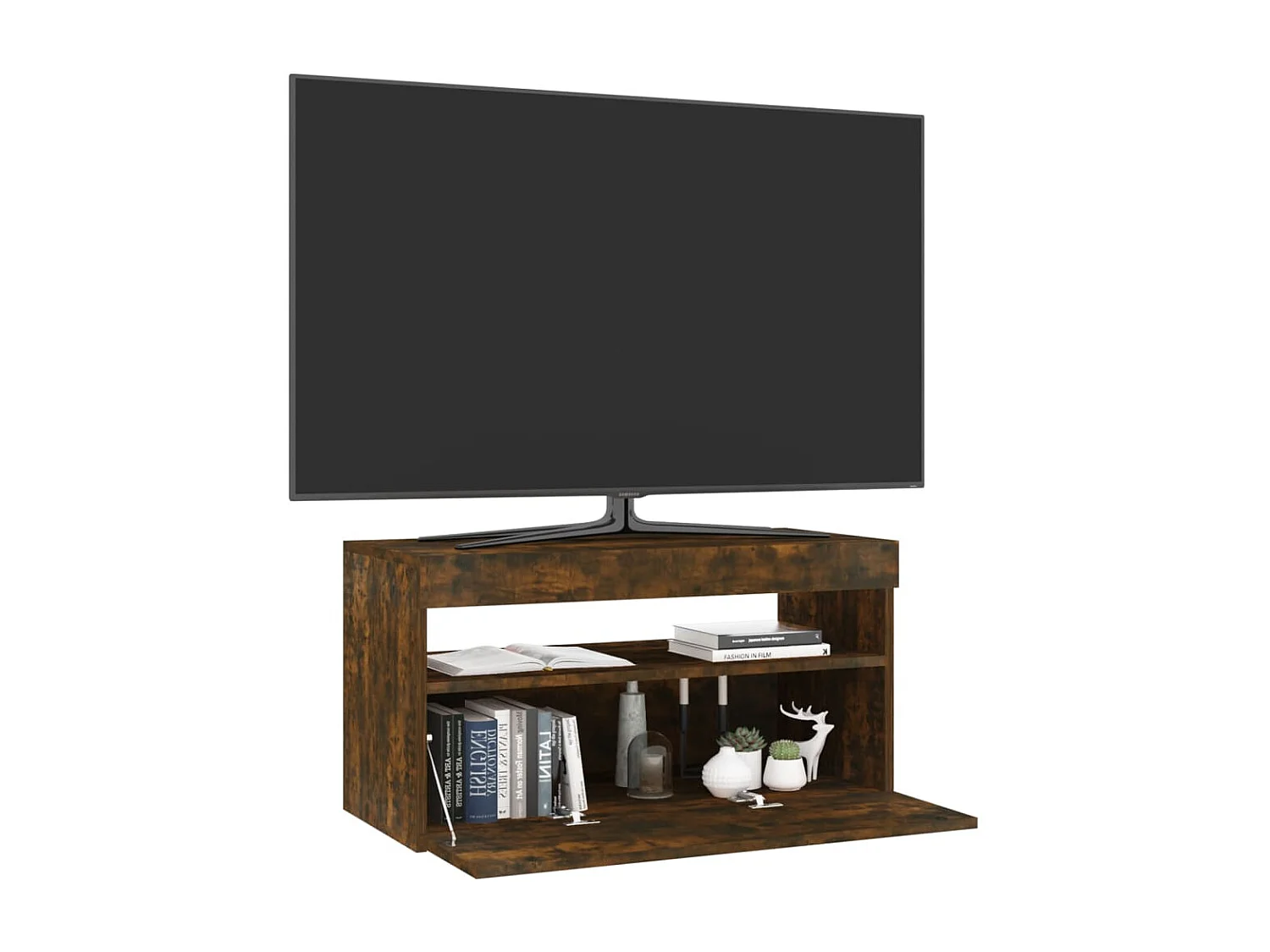 Ilion  Tv-meubel met LED-verlichting 75x35x40 cm gerookt eikenkleurig