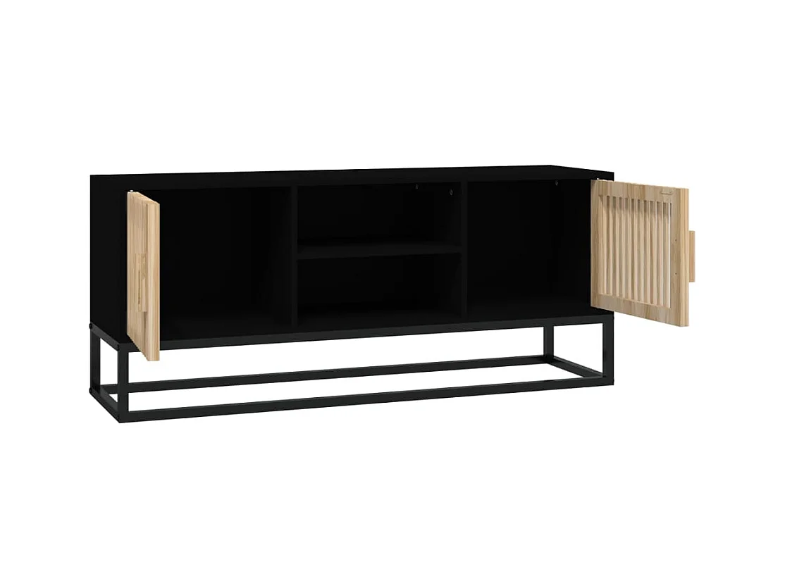 Yelara  Meuble TV noir 105x30x45 cm bois d'ingénierie et fer