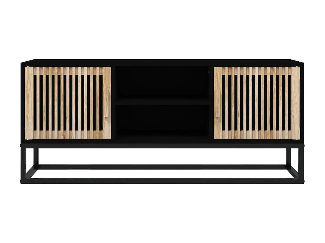 Yelara  Meuble TV noir 105x30x45 cm bois d'ingénierie et fer