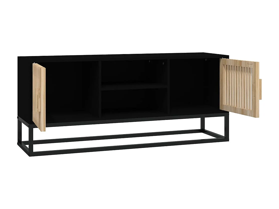 Yelara  Meuble TV noir 105x30x45 cm bois d'ingénierie et fer