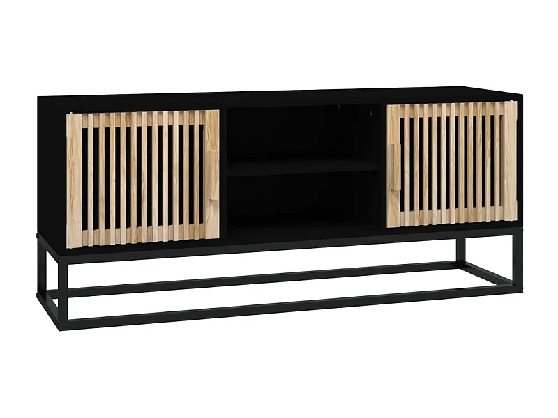 Yelara  Meuble TV noir 105x30x45 cm bois d'ingénierie et fer