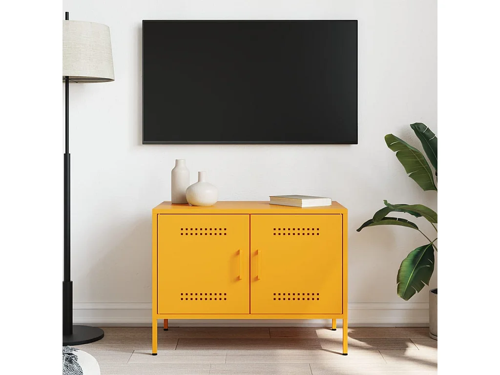 Raena  Meuble TV jaune moutarde 68x39x50,5 cm acier