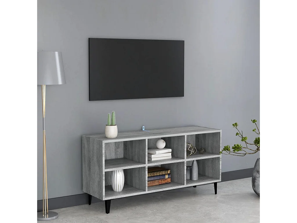 Eadestown  Mueble de TV con patas de metal gris Sonoma 103,5x30x50 cm