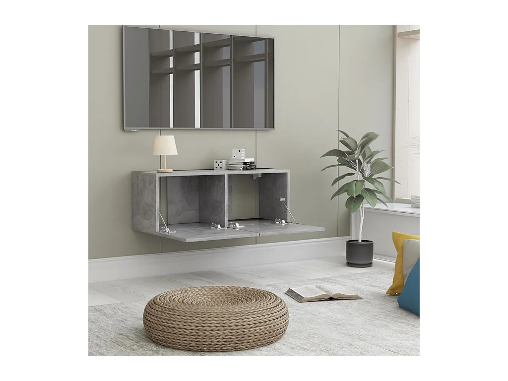 Mitchel  Meuble TV Gris béton 80x30x30 cm Bois d’ingénierie