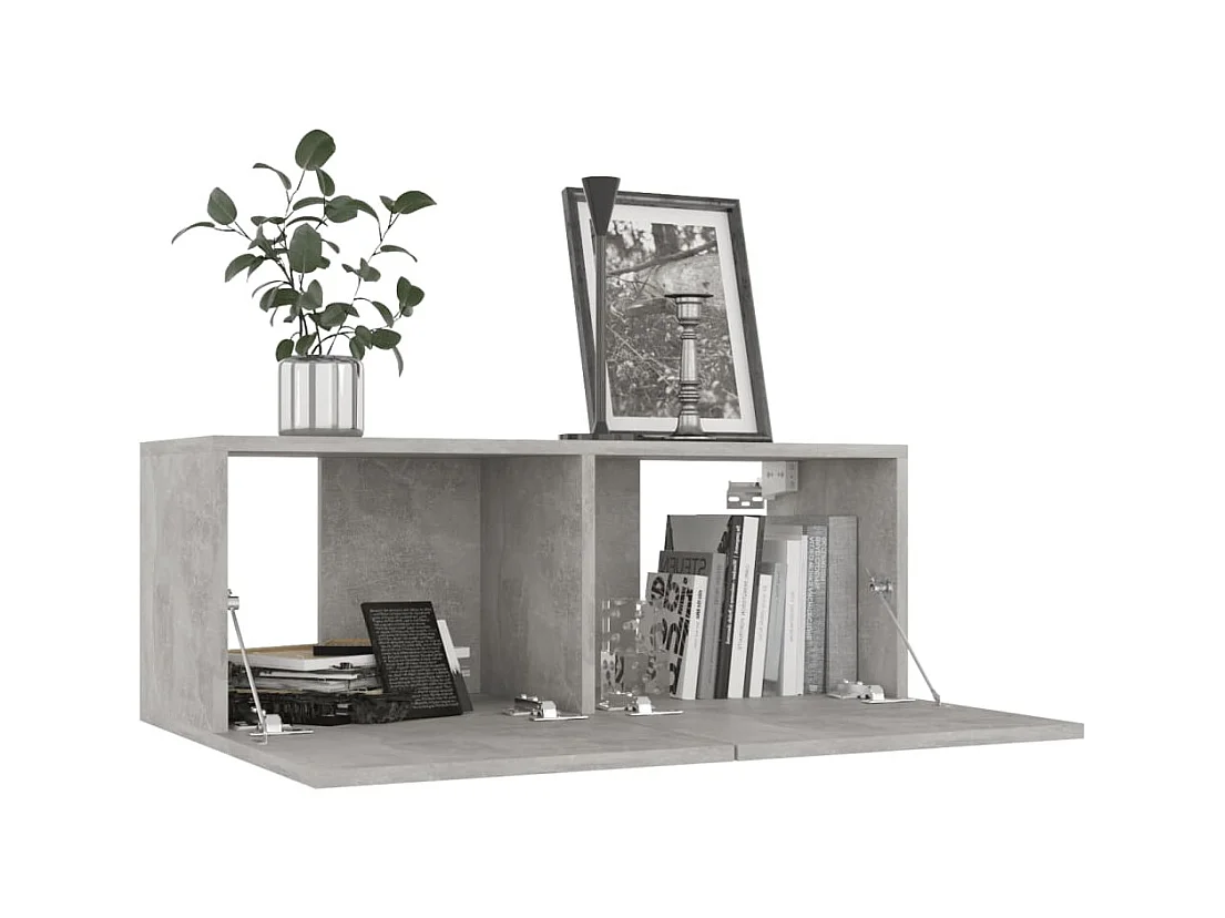 Mitchel  Meuble TV Gris béton 80x30x30 cm Bois d’ingénierie