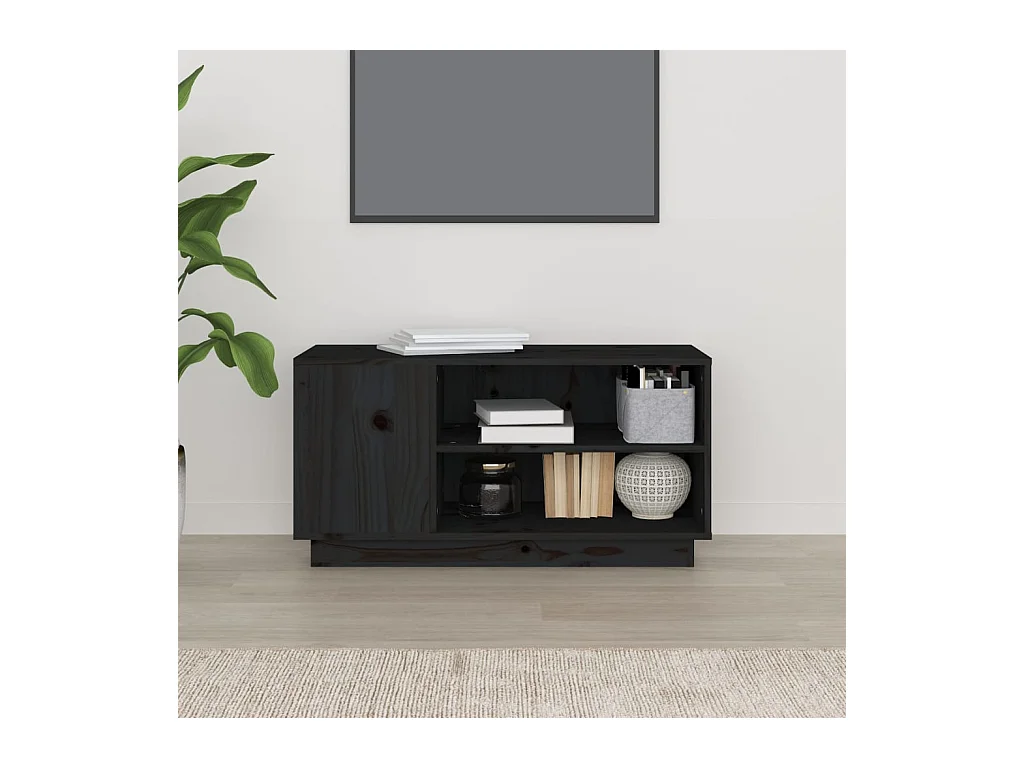 Harry Dean  Tv-meubel 80x35x40,5 cm massief grenenhout zwart