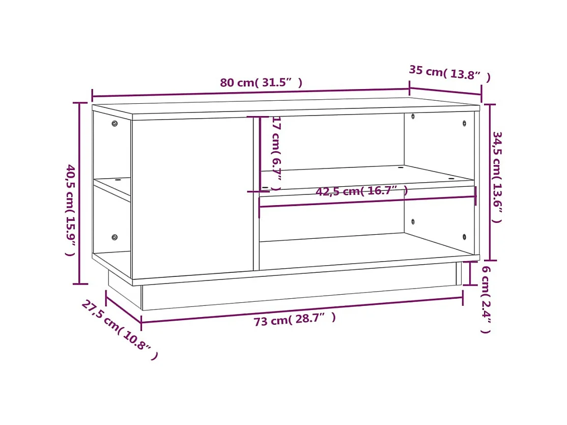 Harry Dean  Tv-meubel 80x35x40,5 cm massief grenenhout zwart