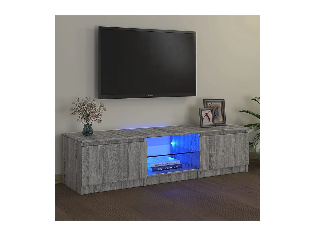 Vasil  Mueble para TV con luces LED gris Sonoma 140x40x36 cm