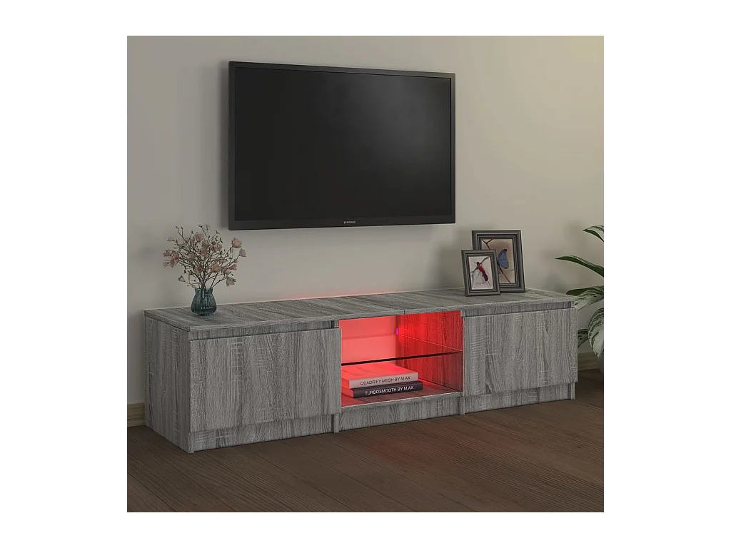 Vasil  Mueble para TV con luces LED gris Sonoma 140x40x36 cm