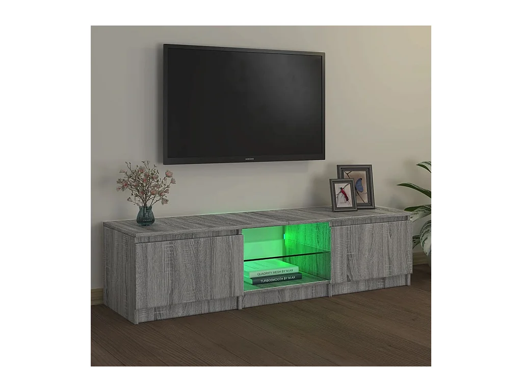 Vasil  Mueble para TV con luces LED gris Sonoma 140x40x36 cm