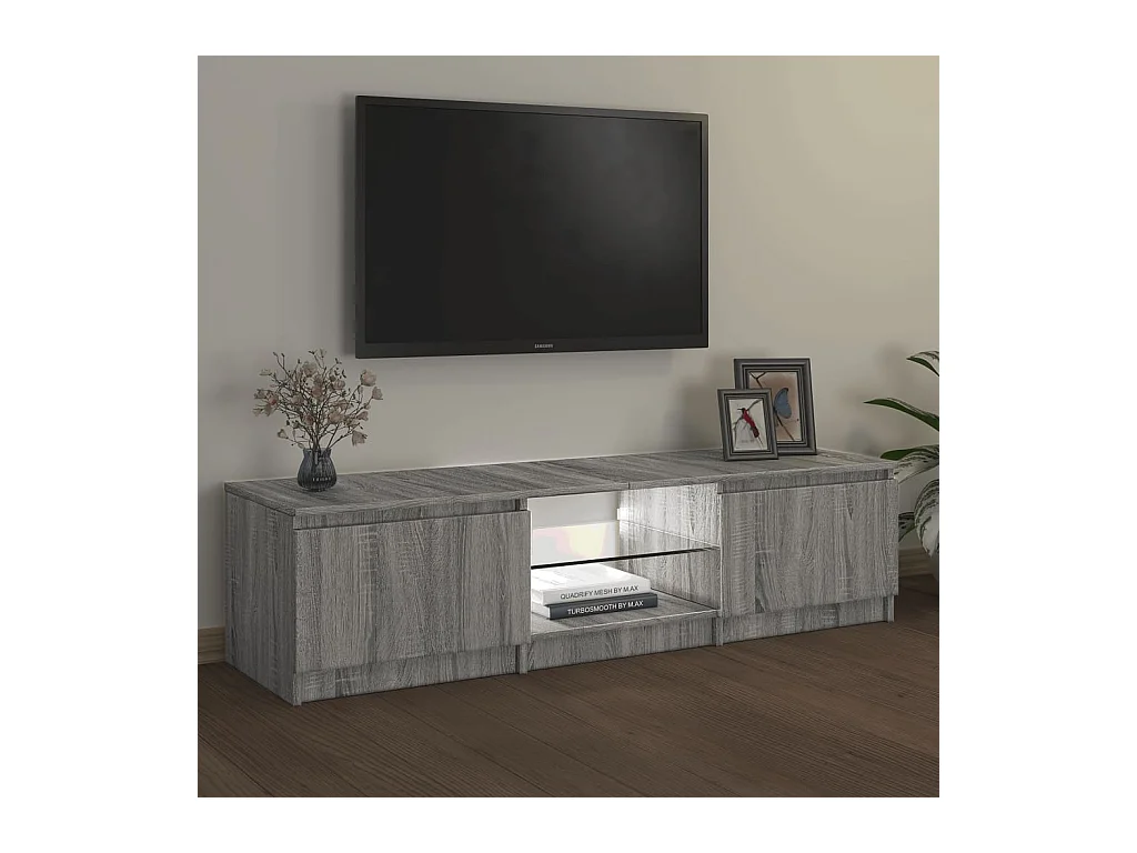 Vasil  Mueble para TV con luces LED gris Sonoma 140x40x36 cm