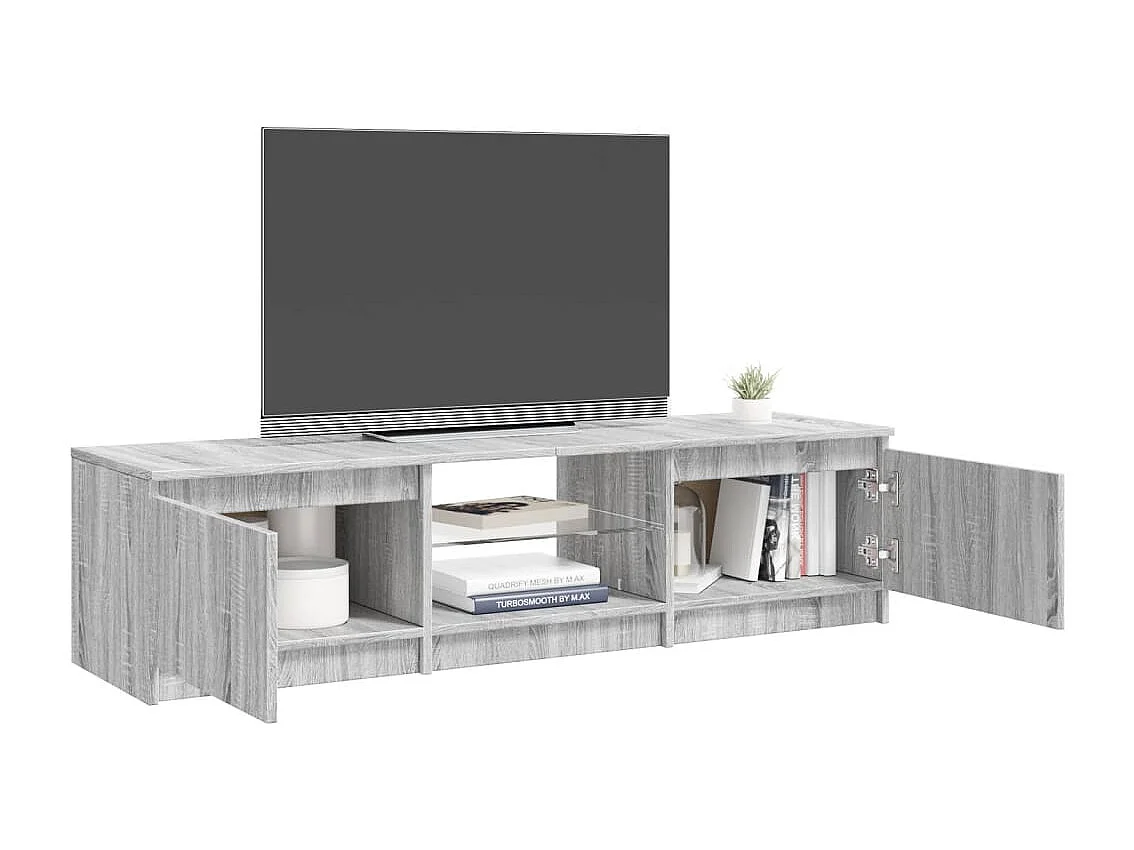 Vasil  Mueble para TV con luces LED gris Sonoma 140x40x36 cm