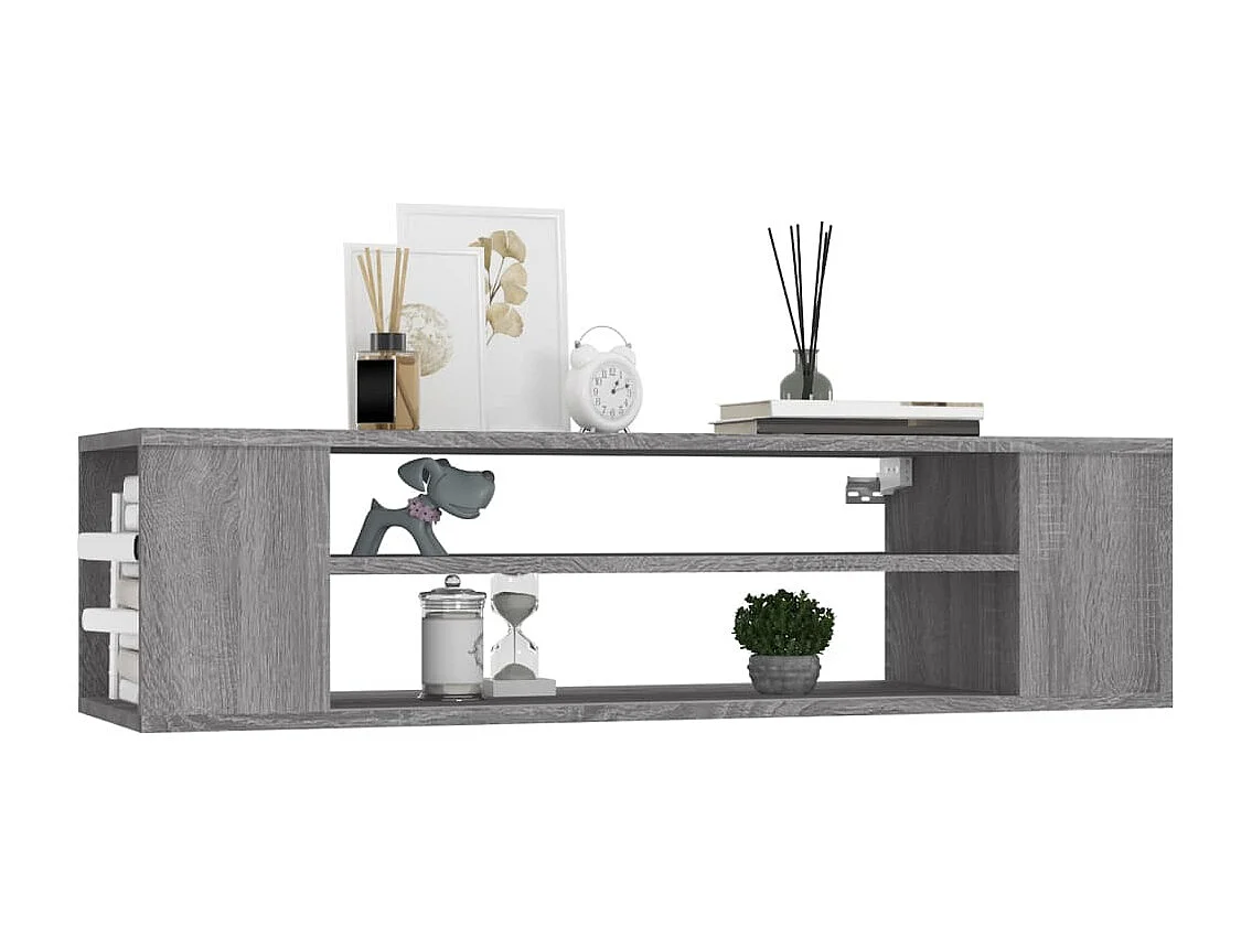 Saint-Quentin  Mueble de TV colgante madera contrachapada gris 100x30x26,5 cm