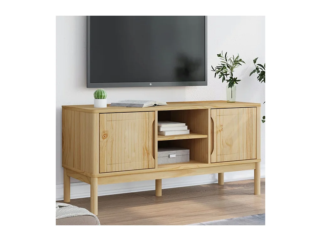 Jacques-Pierrot  Meuble TV FLORO cire marron 114x43x55 cm bois massif de pin